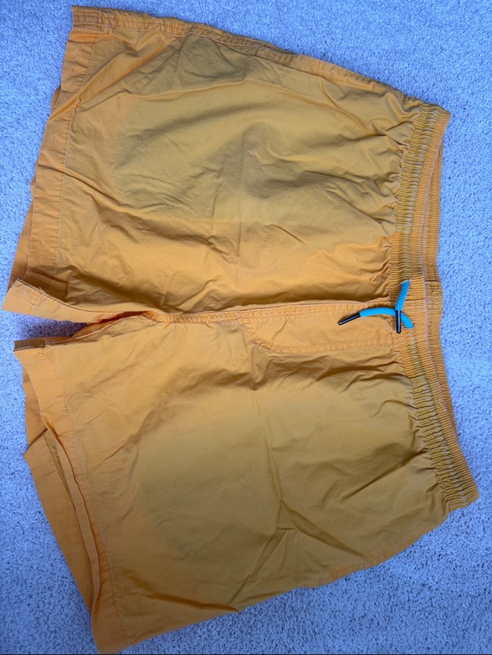 chubbies Mustard Yellow Athletic Shorts with Blue Drawstring